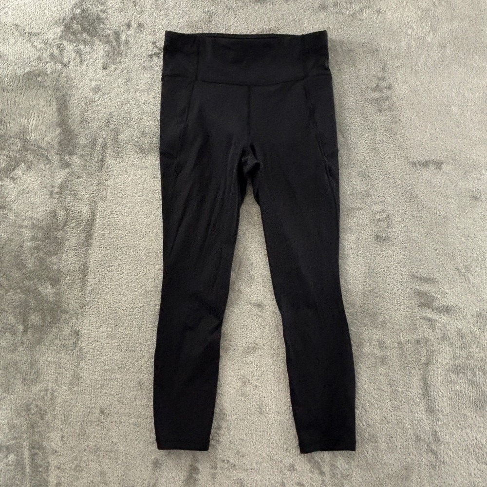 Lululemon Final Lap 23" Crop Leggings Womens 6 Black Stretch Pockets W6AG3S